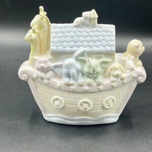 Noahs Ark Ceramic Night Light Lamp Nursery Decor Pastel Animals Elephant Giraffe
